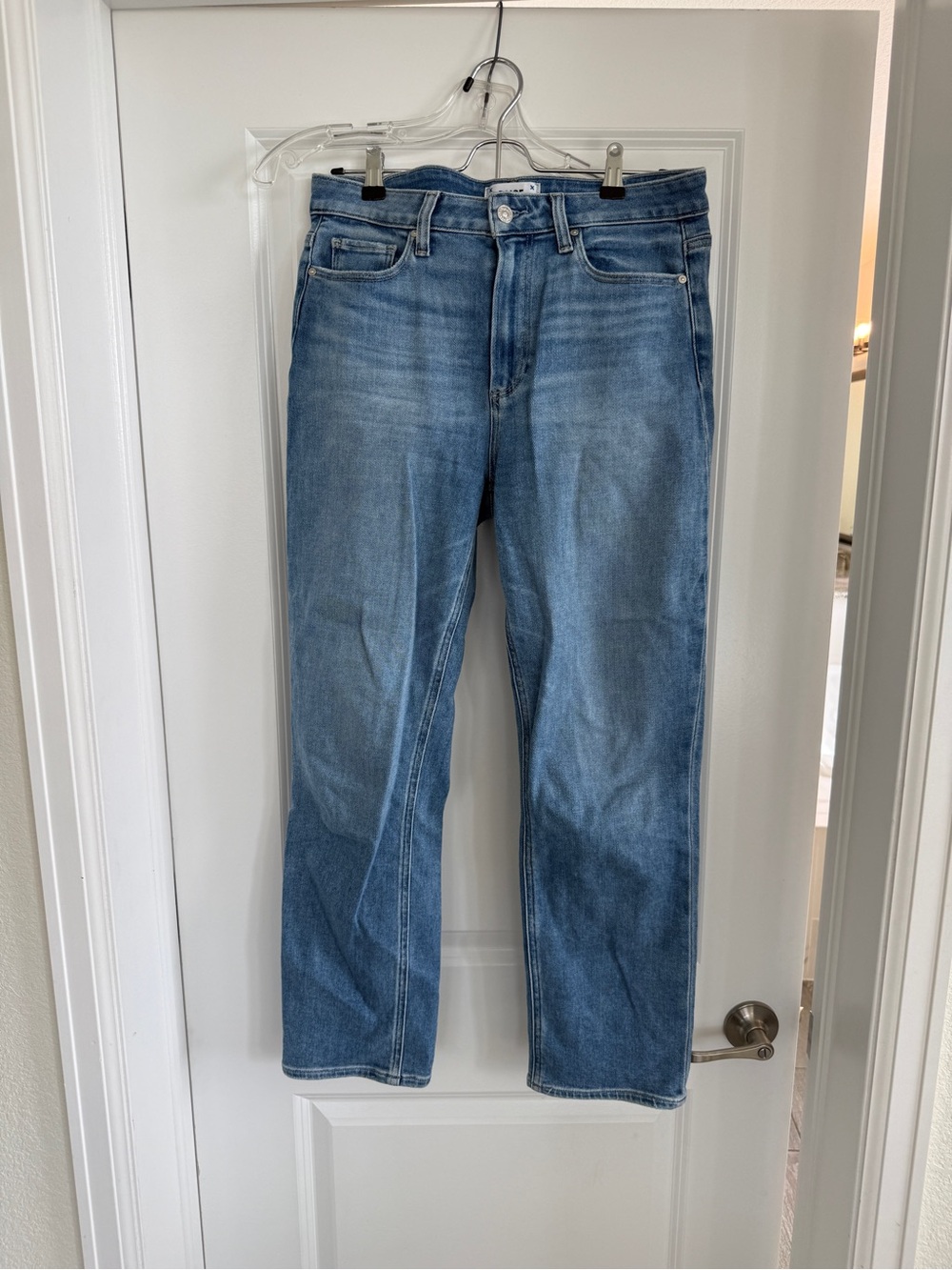 PAIGE Women's Straight Ankle Jeans in Light Blue Wash